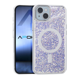 Magnetic Case With Glitter Design Apokin For Apple iPhone 16 Pro Max Purple